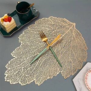 Gold Metallic Set of 6 Vinyl Hollow Placemats