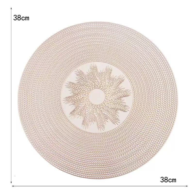 Round Placemats Gold Metallic Set of 6 Placemats 15 Inch - Image 2