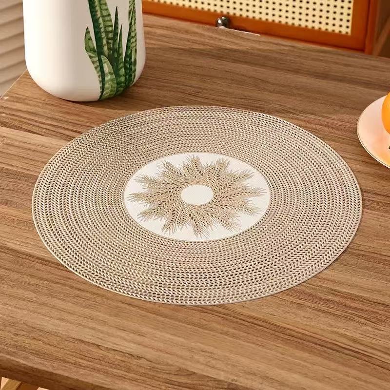 Round Placemats Gold Metallic Set of 6 Placemats 15 Inch - Image 3