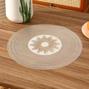 Round Placemats Gold Metallic Set of 6 Placemats 15 Inch