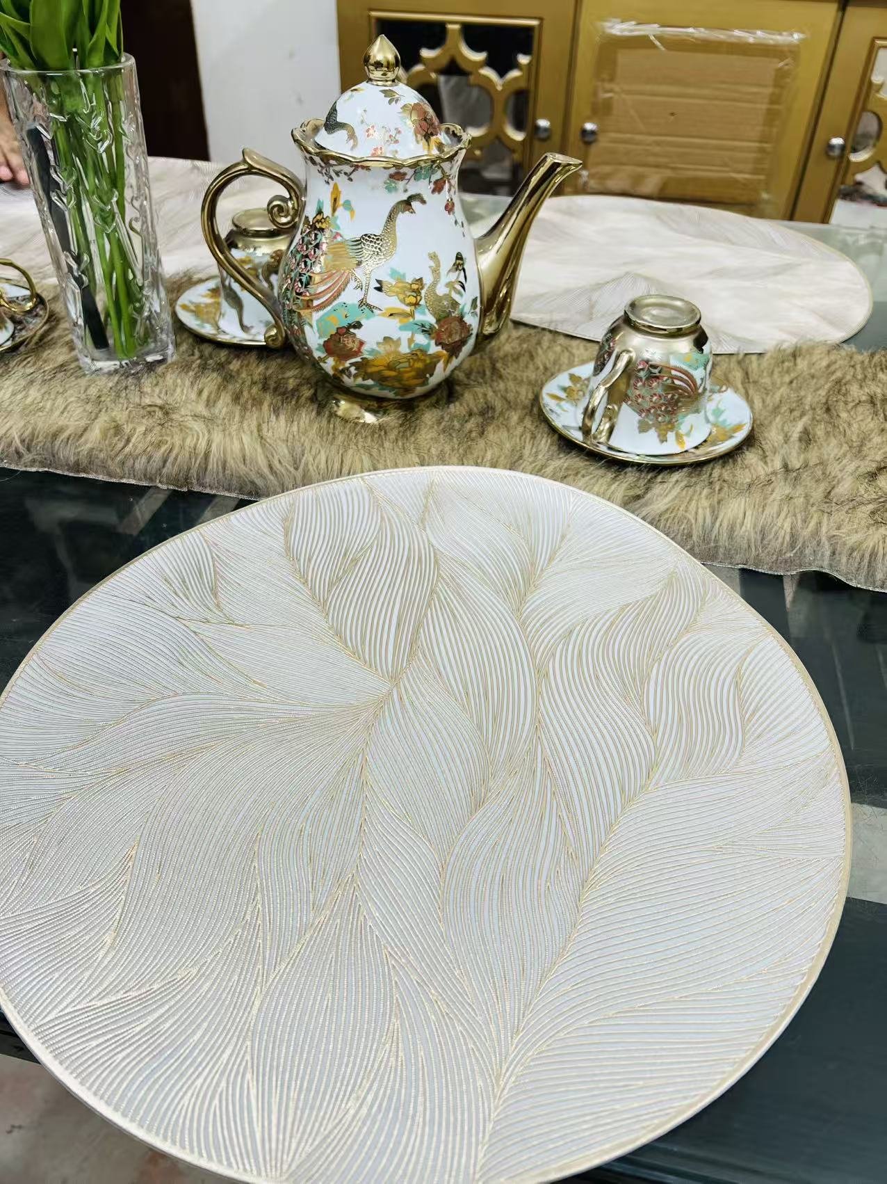 Gold Metallic Set of 6 Placemats 15 Inch - Image 2