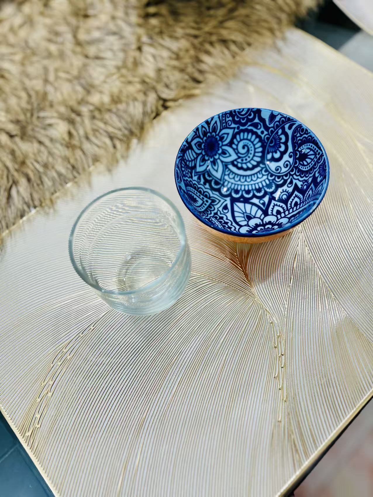 Gold Metallic Set of 6 Placemats 15 Inch Abstract - Image 4