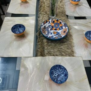 Gold Metallic Set of 6 Placemats 15 Inch Abstract