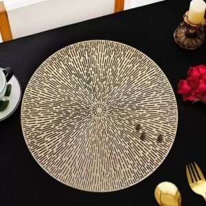 Gold Metallic Set of 6 Placemats 15 Inch Round