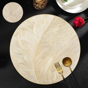 Gold Metallic Set of 6 Placemats 15 Inch Round