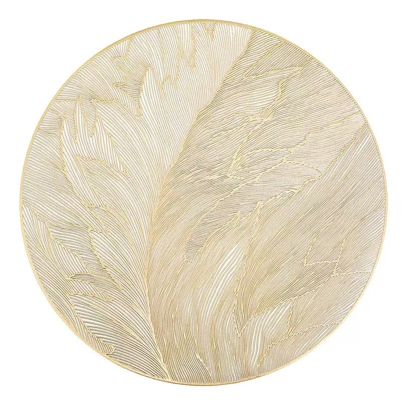Gold Metallic Set of 6 Placemats 15 Inch Round - Image 3