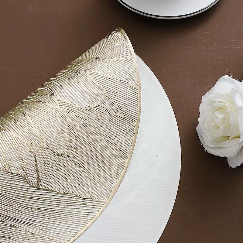 Gold Metallic Set of 6 Placemats 15 Inch Round - Image 2