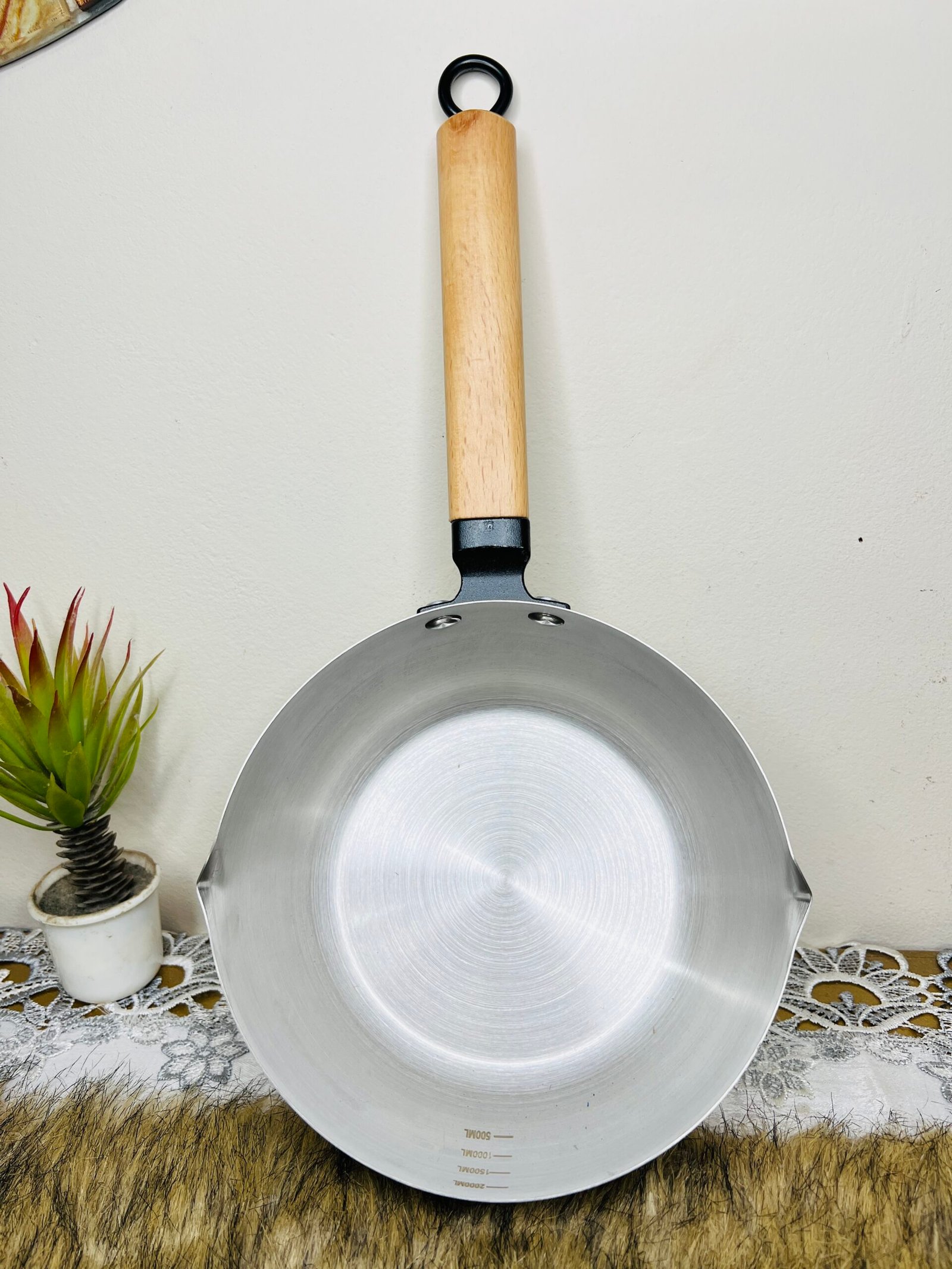 2000 ML Premium Stainless Steel Milk Pan with Wooden Handle