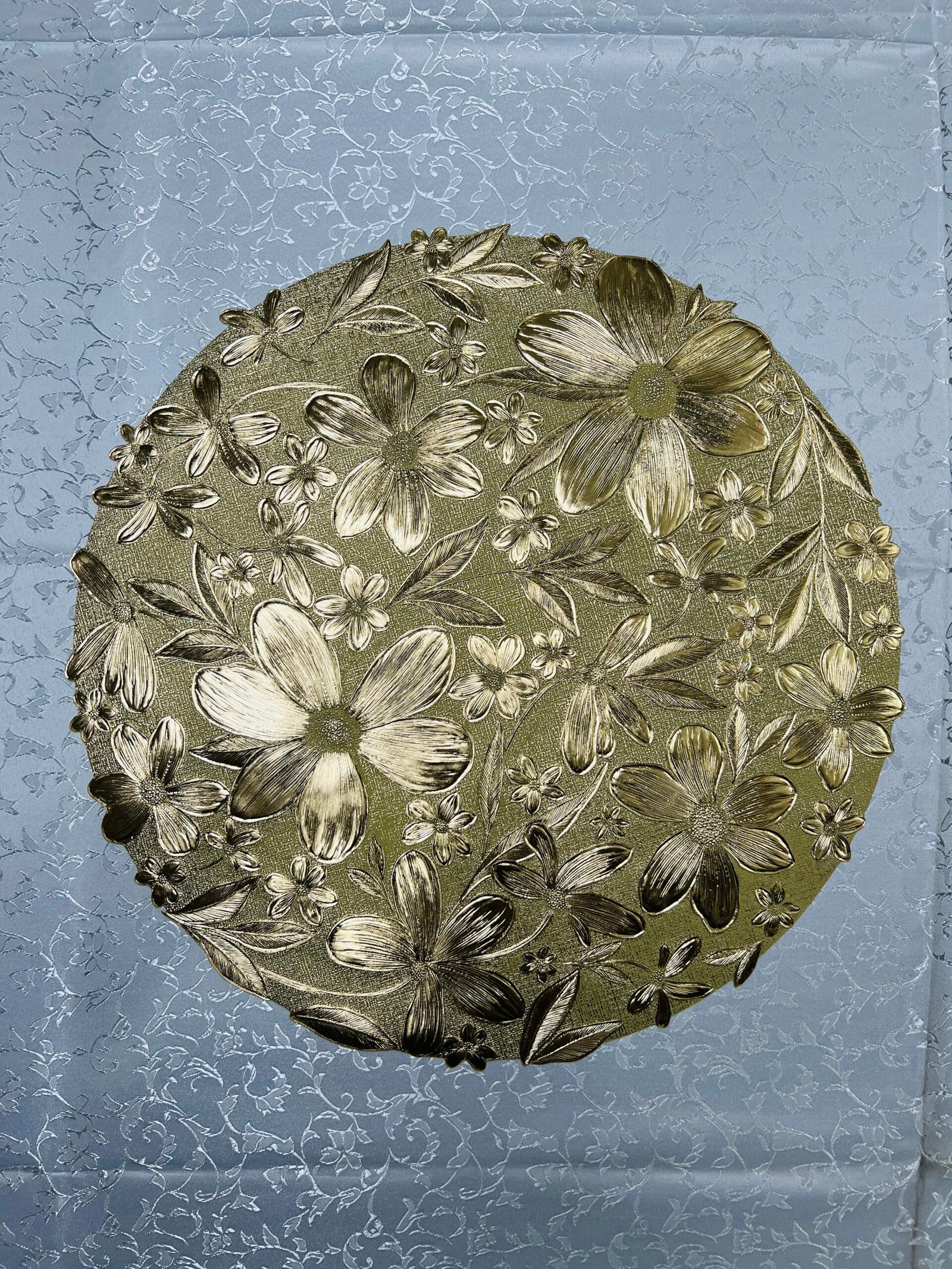 Premium PVC Placemat Set – 6 Piece Round Flower 3