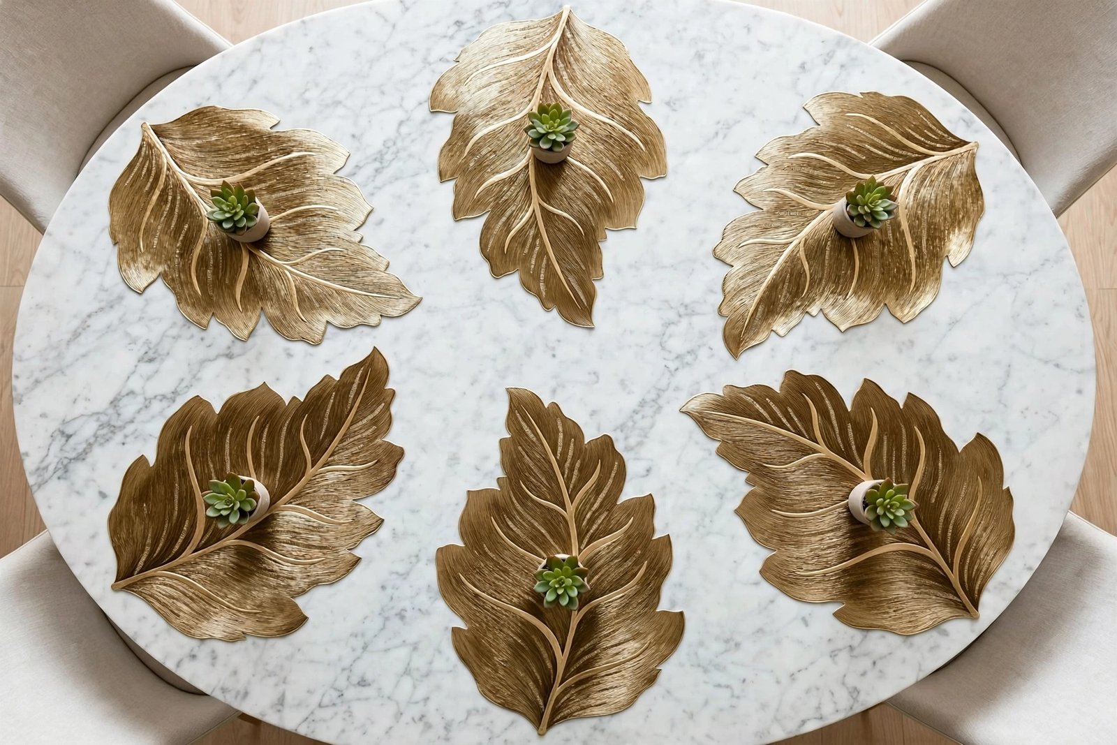 Premium PVC Placemat Set – 6 Piece Leaf - Image 2