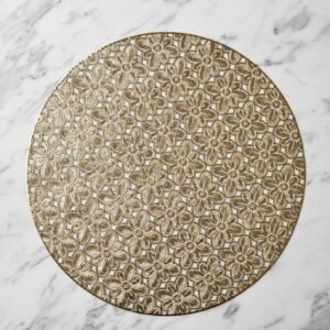 Premium PVC Placemat Set – 6 Piece Round Flower